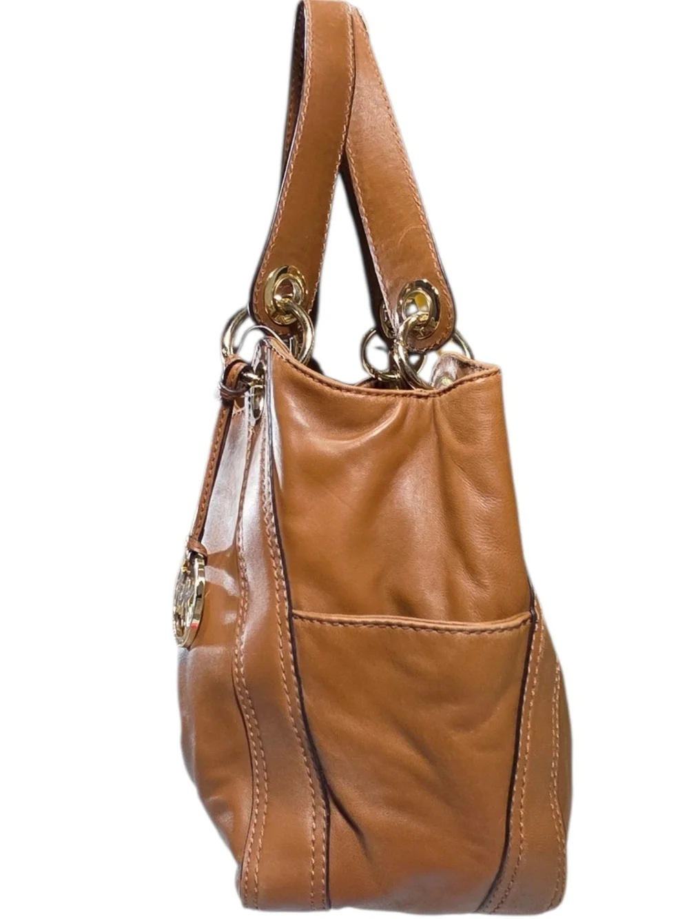 Michael Kors Tan Leather Drawstring Shoulder Bag - Picture 2 of 11